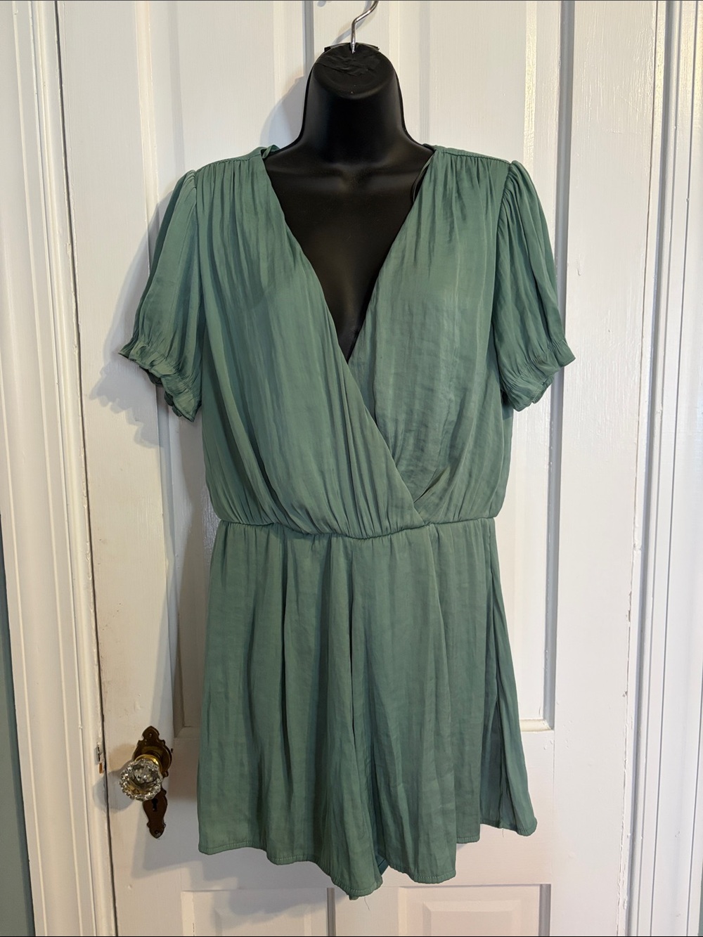 miami Sage Green Wrap-Front Women’s Shorts Romper